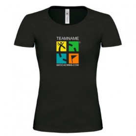 Groundspeak Logo Vrouwen T-shirt met Teamnaam (kleur)