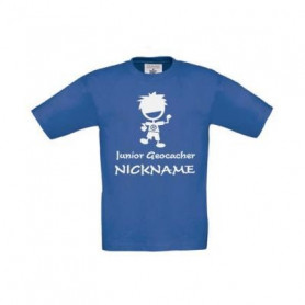 Junior Geocacher Kinder T-shirt mit name (blau)